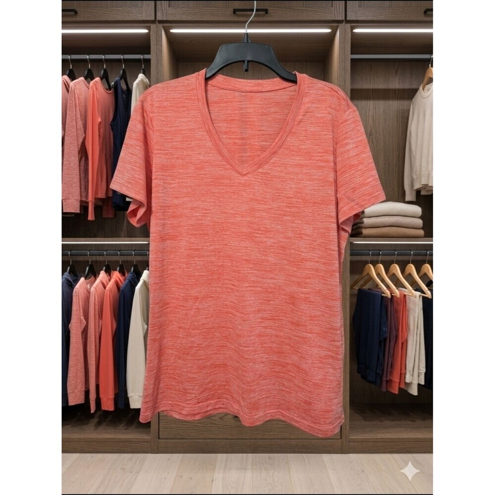 Boutique Heathered Coral Space-Dye V-Neck Active Tee - XL (EUC) - Picture 2 of 4